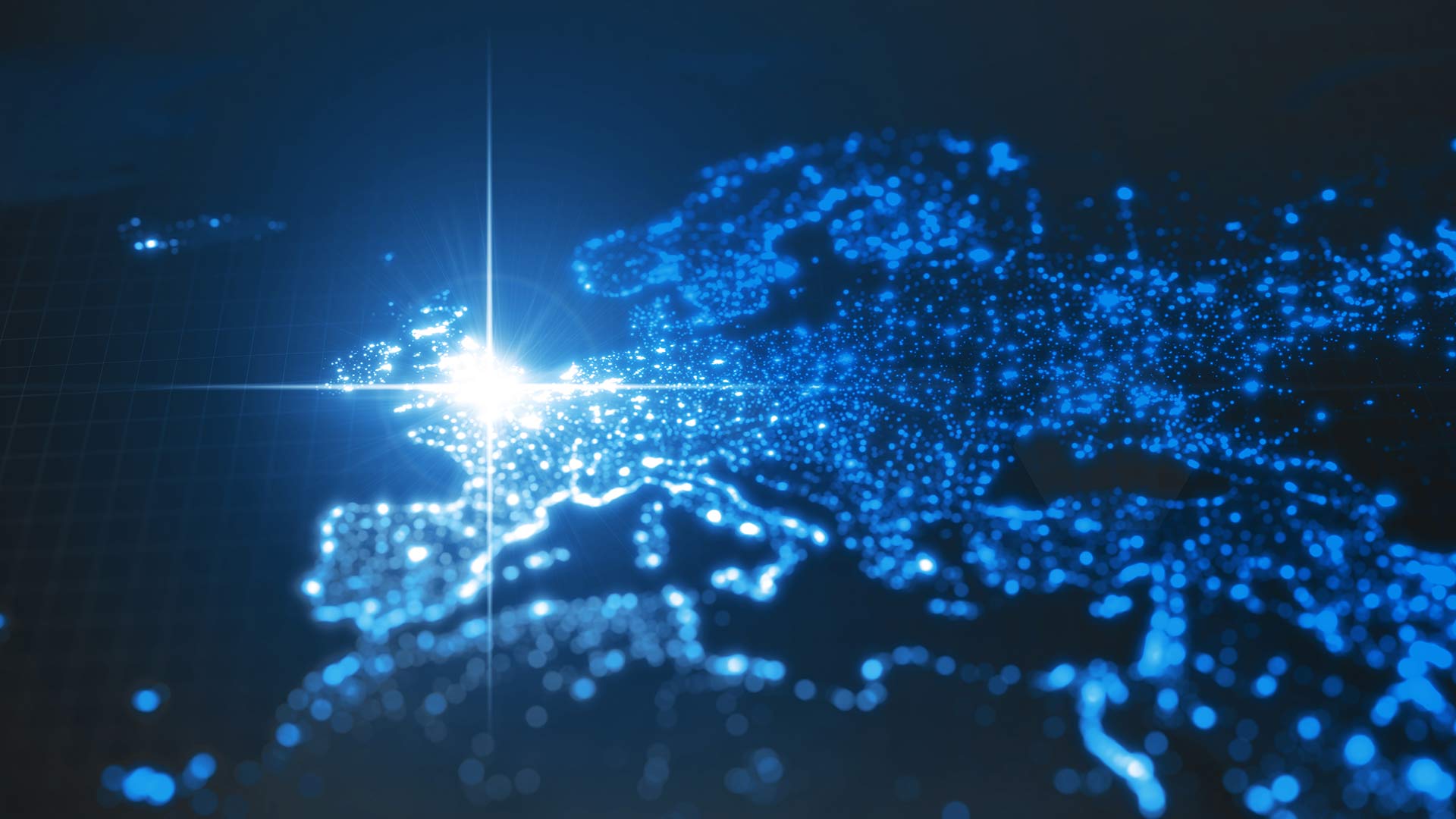 Map showing the UK with a bright light